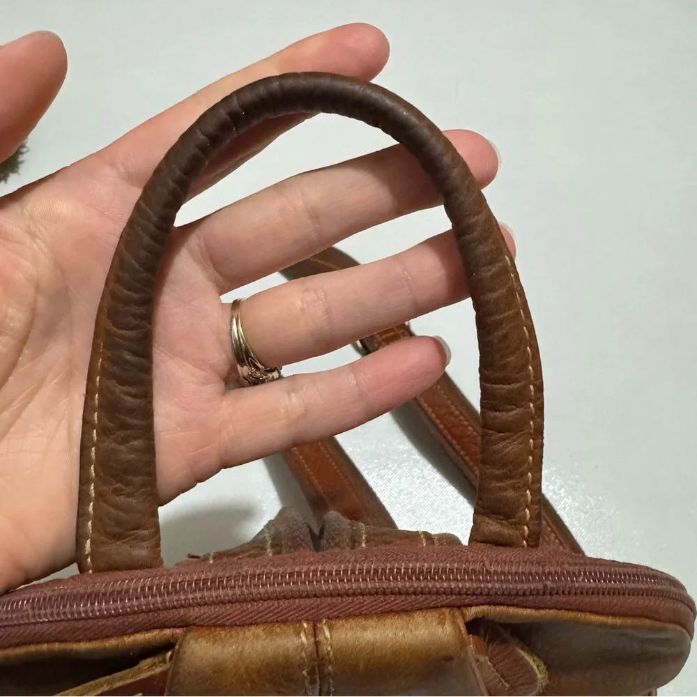 Vintage Greek Brown Leather Backpack Bag‎ Outdoor Hiking Neutral Camping